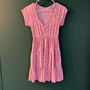 No Boundaries Light Pink Floral Dress Short Sleeve Spring Easter